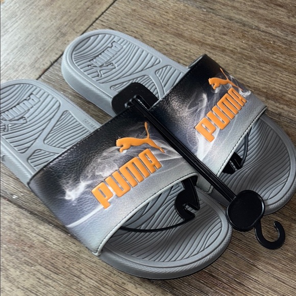 Puma Gray and Orange Sporty Slide Sandals - Picture 1 of 7